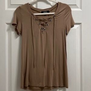 Tan Lace Up Short Sleeve Top | Lulus